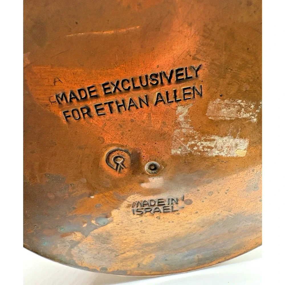 Vintage Copper Scuttle Bucket Ethan Allen Made Israel Brass Handles Collectible